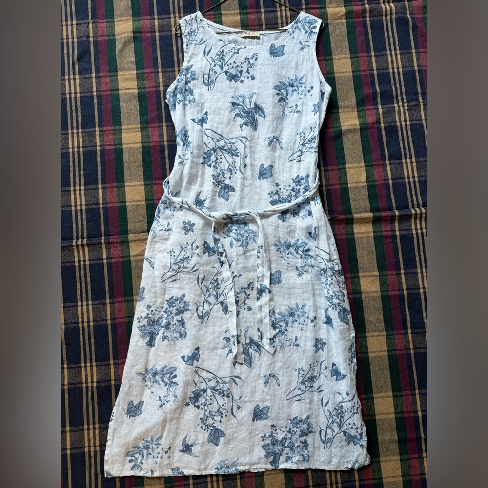 Bellambra 100% Linen Floral Butterfly Dress Vintage Made in Italy